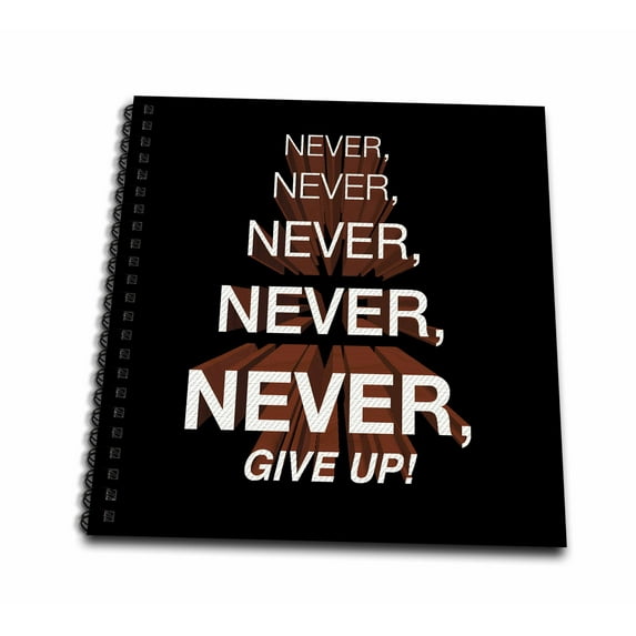 3dRose, Winston Churchill motivational quote. Never, never, never, give up., Mini Notepad 4 x 4 inch