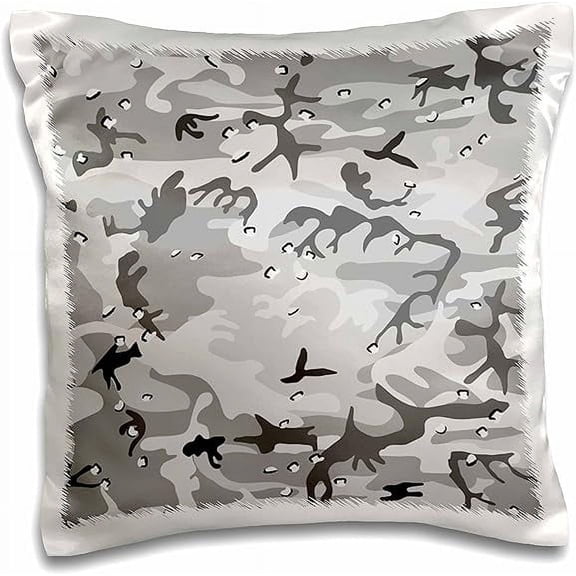 3dRose, Winter Gray Camouflage Pattern, 16x16 inch Pillow Case