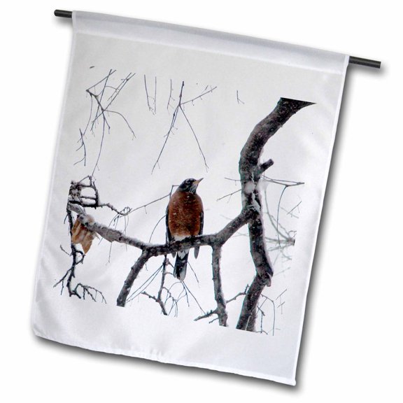 3dRose, Winter Robin Hunting for Berries, 12 x 18 inch Garden Flag