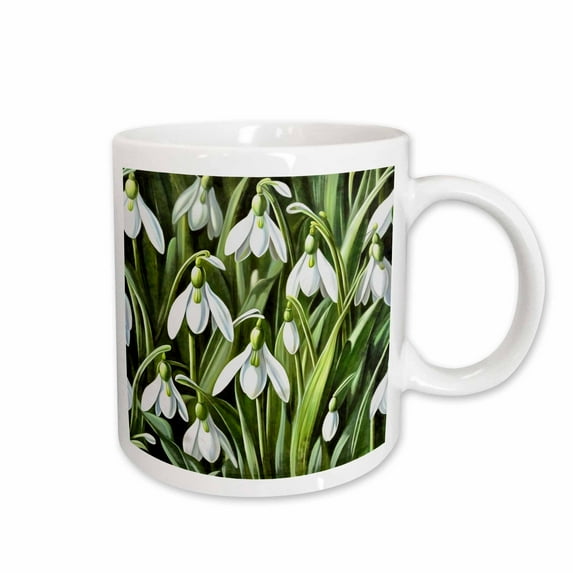 3drose, Winter White Snowdrops, 11oz Mug