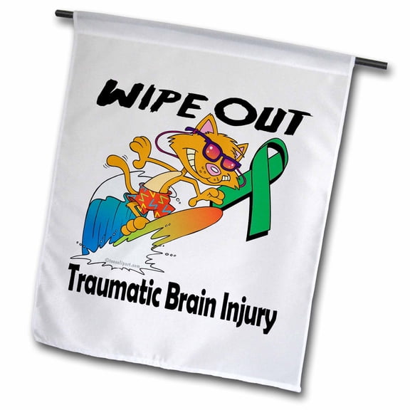 3dRose, Wipe Out Traumatic Brain Injury Awareness Ribbon Cause Design, 18 x 27 inch Garden Flag