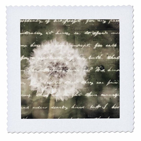 3dRose, Wish Inspiration - Dandelion Flower - Vintage Inspired Floral Print, 10x10 inch quilt square