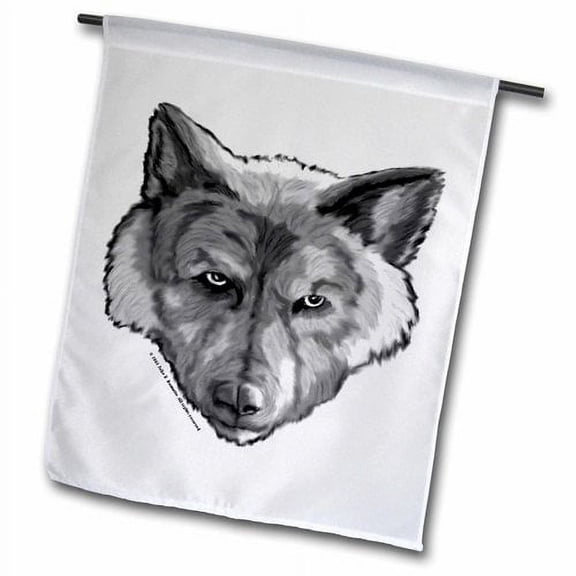 3dRose, Wolf Head Digital Animal Wildlife Painting, 18 x 27 inch Garden Flag