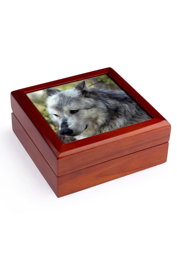 , Wolf, Jewelry Box 5.5x5.5 inch with 4 inch tile