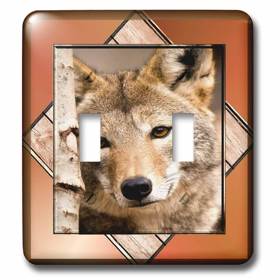 3dRose, Wolf Resting Against a Tree, double toggle switch