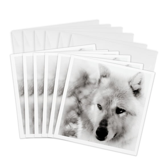3drose, Wolf Spirit a Photo Art of a Wolf with Special Effects, 6 Greeting Cards with Envelopes
