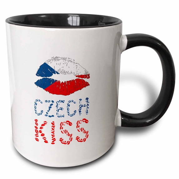 3drose, Woman Lips, the Flag of Czech Republic. Czech Kiss Patriotic Gift, 11oz Two-tone Black Mug