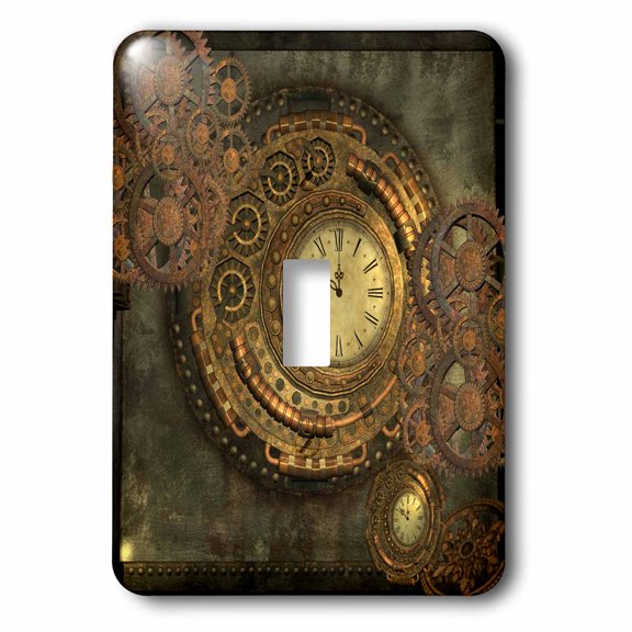 3dRose, Wonderful clockwork, steampunk design, golden colors, single toggle switch