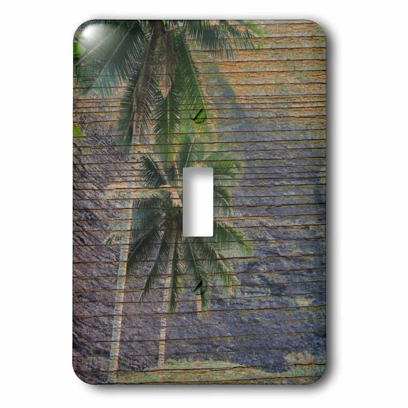 3dRose, Wood Tropical Hawaii Palm Trees, single toggle switch