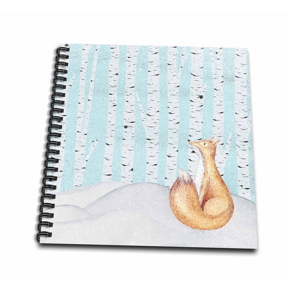 3dRose, Woodland Friends-A Fox In the Snowy Winter Forest , Drawing Book 8 x 8 inch