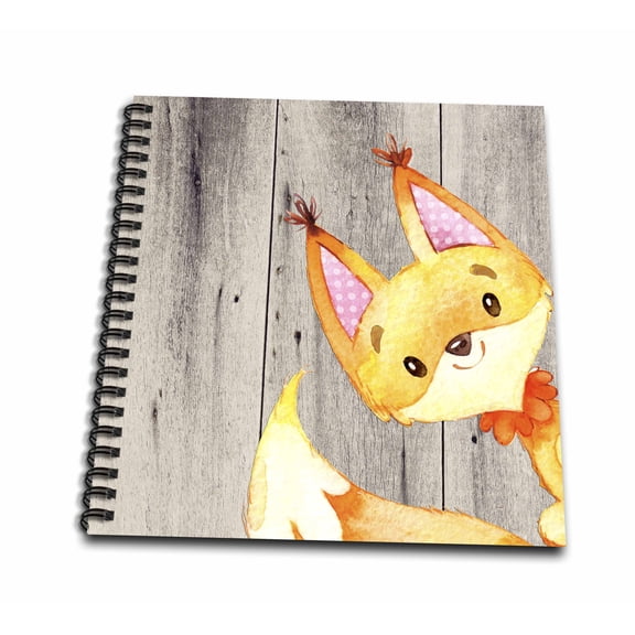 3dRose, Woodland-friends Fox animal forest illustration funny watercolor , Memory Book 12 x 12 inch