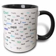 thumbnail image 1 of 3drose, Words for Dad in Different Languages from Around the World - Fathers Day or General Daddy Gift, 15oz Two-tone Black Mug, 1 of 6