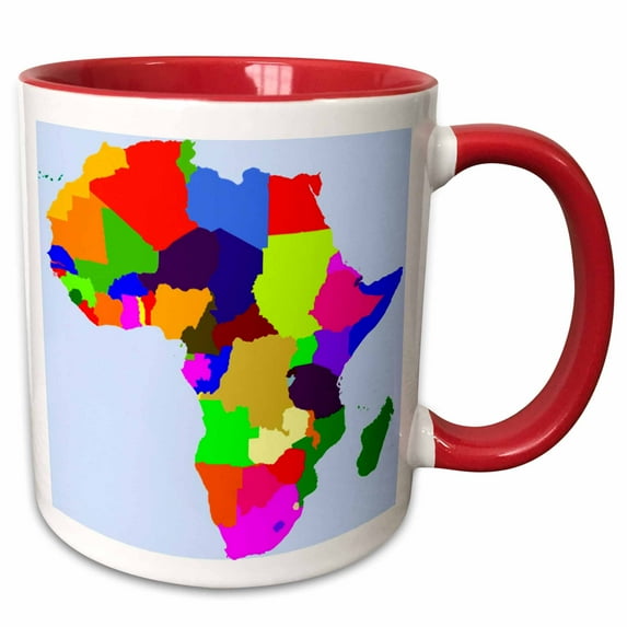 3drose, World Map in Vivid Color, 15oz Two-tone Red Mug