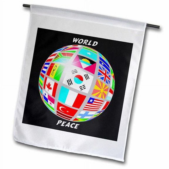 3dRose, World Peace Globe With All Countrys Flags, 12 x 18 inch Garden Flag