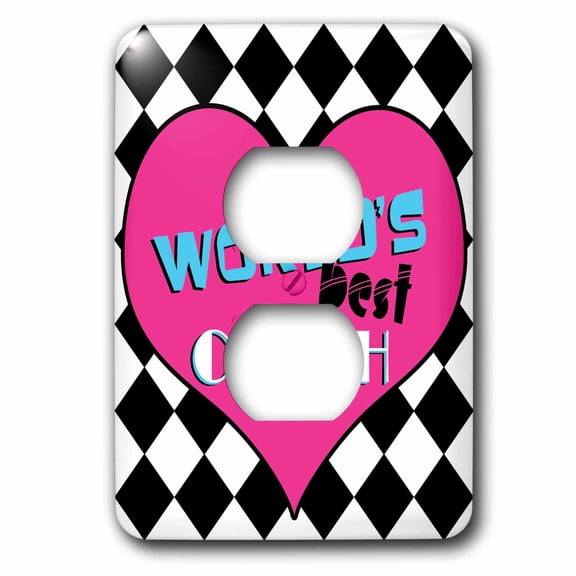 3dRose, Worlds Best Coach Pink, 2 plug outlet cover