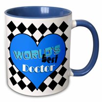 3drose, Worlds Best Doctor - Blue, 15oz Two-tone Blue Mug