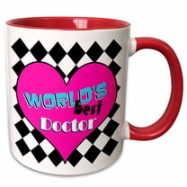 3drose, Worlds Best Doctor - Pink, 11oz Two-tone Red Mug