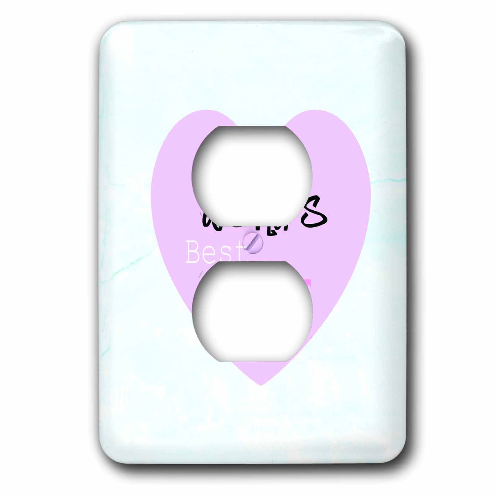 3dRose, Worlds Best Mom Pink Heart Mothers Day Love, 2 plug outlet cover