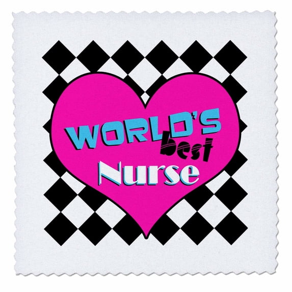 3dRose, Worlds Best Nurse - Pink, 10x10 inch quilt square