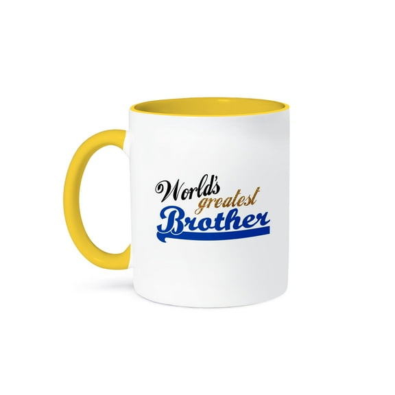 3dRose, Worlds Greatest Brother - Best Bro - For little or big brothers - family relations relationship gift, 15oz Two-Tone Yellow Mug