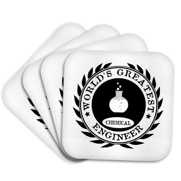 3drose, Worlds Greatest Chemical Engineer Award. Fun Job Pride Work Gifts, Set of 4 Coasters - Soft