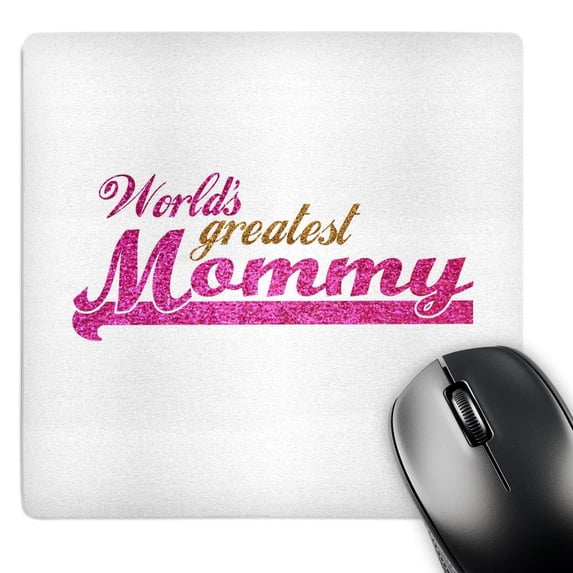 3dRose, Worlds Greatest Mommy - hot pink and gold text - Best great mom - good for Mothers day appreciation, MousePad