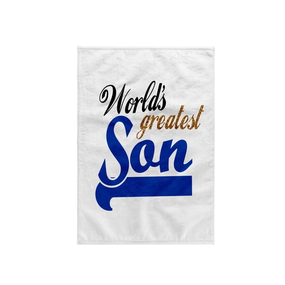 3dRose, Worlds Greatest Son - Best son in the world - blue text on white in sporty font for your little boy, 15x22 Hand Towel