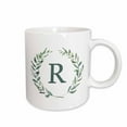 thumbnail image 1 of 3drose, Wreath with Monogram Initial Letter R in Green on White Background., 15oz Mug, 1 of 6