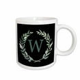 thumbnail image 1 of 3drose, Wreath with Monogram Initial Letter W in Green on Black Background., 11oz Mug, 1 of 6