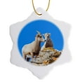 thumbnail image 1 of 3drose, Wyoming, National Elk Refuge, Bighorn Sheep Ewe and Lamb Nuzzling, 3 inch Snowflake Porcelain Ornament, 1 of 7