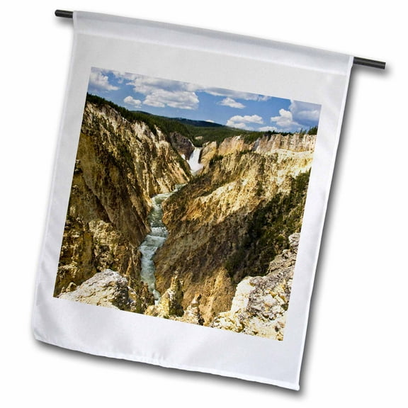 3dRose, Wyoming, Yellowstone NP, Falls on Yellowstone River - US51 LDI0097 - Larry Ditto, 12 x 18 inch Garden Flag