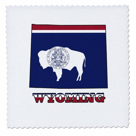 3dRose, Wyoming state flag in the outline map and letters for Wyoming. , 6x6 inch quilt square