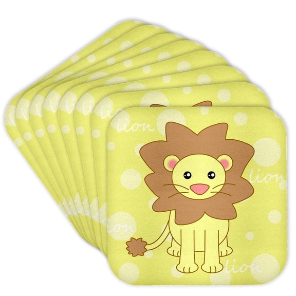 3dRose, Yellow Baby Lion, Set of 8 Coasters - Soft