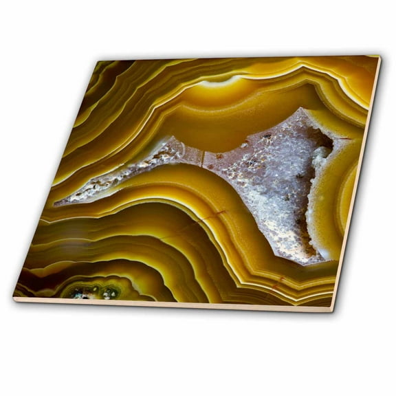 3dRose, Yellow Banded Agate, Quartzsite, 8 Inch Glass Tile
