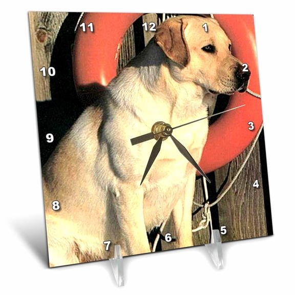 3dRose, Yellow Labrador Lab, 6x6 Desk Clock