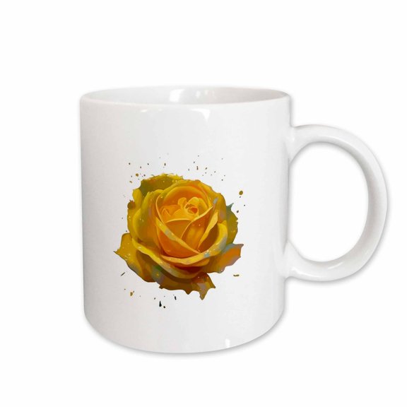 3drose, Yellow Rose Splash Art, 11oz Mug