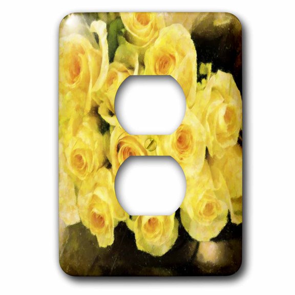 3dRose, Yellow Roses Impression, 2 plug outlet cover