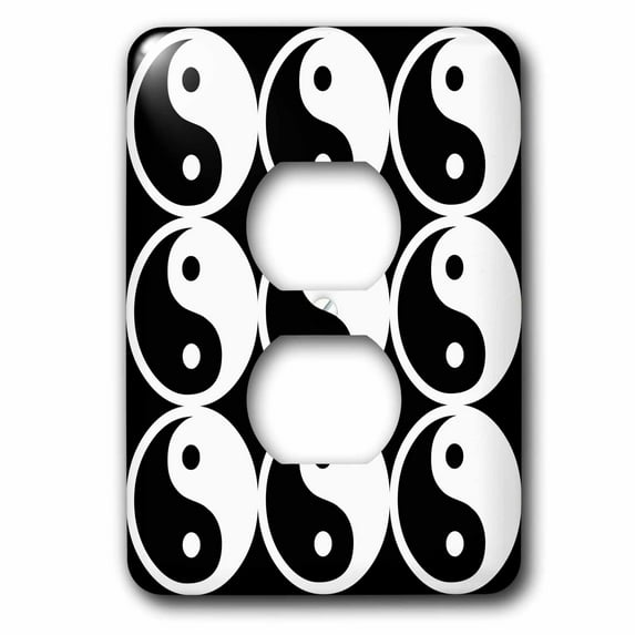 3dRose, Yin and Yang pattern in black and white, 2 plug outlet cover
