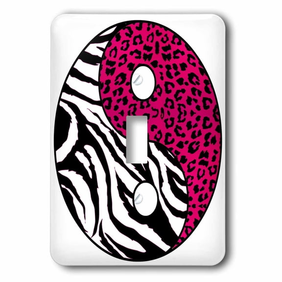 3dRose, Ying and Yang Symbol - Zebra and Leopard - Pink, single toggle switch