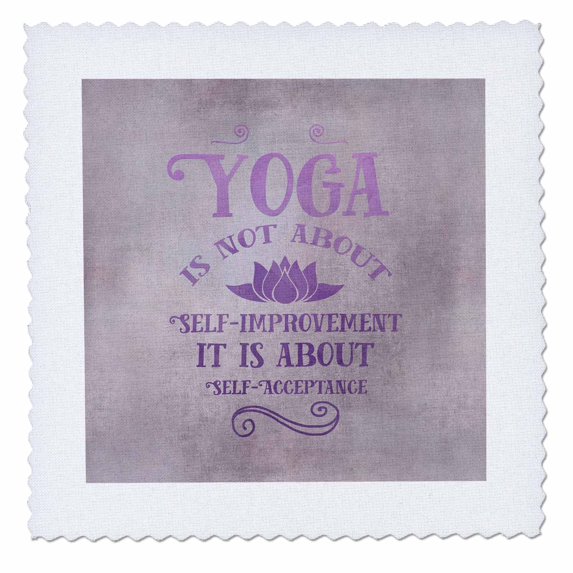3dRose, Yoga Self Acceptance Watercolor Calligraphy, 10x10 inch quilt square