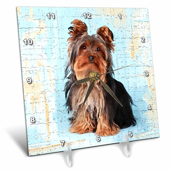 3dRose, Yorkshire Terrier, 6x6 Desk Clock