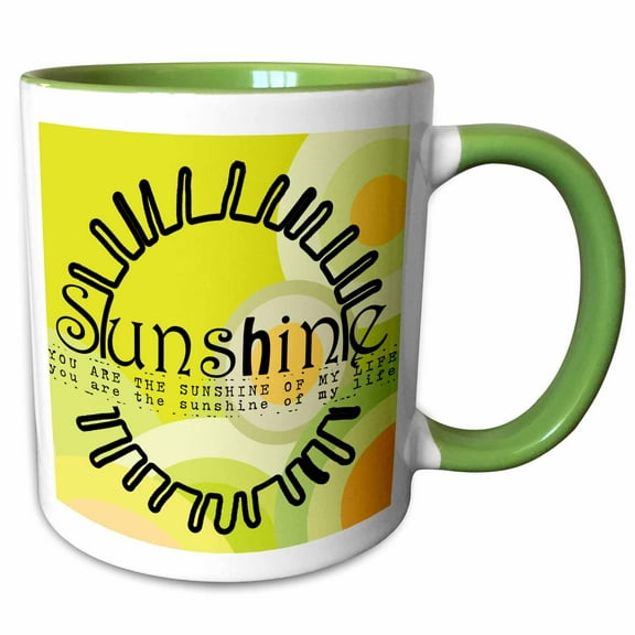 3drose, You Are My Sunshine Yellow Sun Art, 15oz Two-tone Green Mug