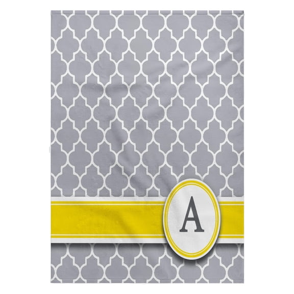 3dRose, Your personal name initial letter A - monogrammed grey quatrefoil pattern - personalized yellow gray, 22x30 Bath Hand Pool Towel