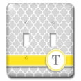 thumbnail image 1 of 3dRose, Your personal name initial letter T - monogrammed grey quatrefoil pattern - personalized yellow gray, double toggle switch, 1 of 1