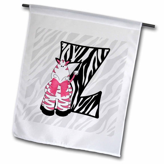 3dRose, Z is for Zebra in Pink for Girls Baby and Kids Monogram Z in Zebra Print, 12 x 18 inch Garden Flag