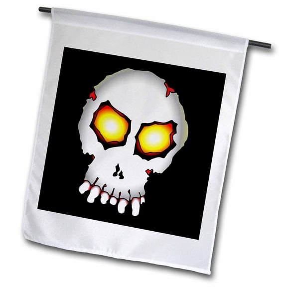 3dRose, ZOMBIE SKULL halloween 1 on black, 12 x 18 inch Garden Flag
