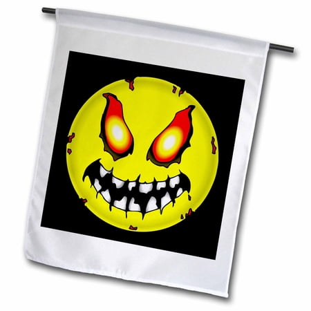 3dRose, ZOMBIE smiling FACE halloween 1 on black, 12 x 18 inch Garden Flag