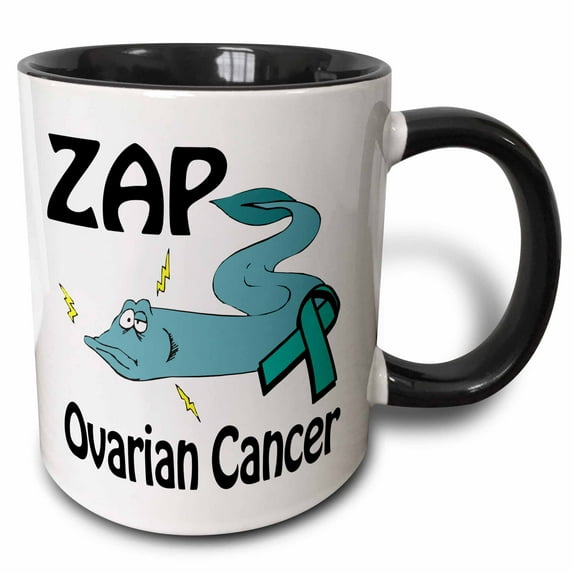 3drose, Zap Ovarian Cancer Awareness Ribbon Cause Design, 11oz Two-tone Black Mug