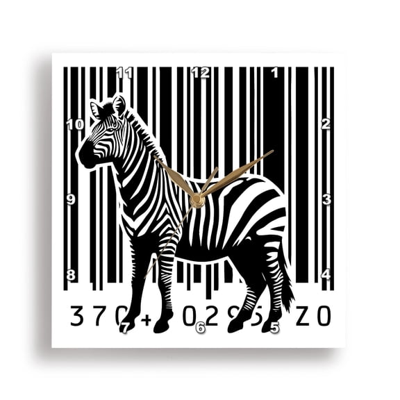 3dRose, Zebra Barcode Stripes Design, 15x15 Wall Clock