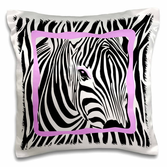 3dRose, Zebra hot pink and black decoration popular print, 16x16 inch Pillow Case